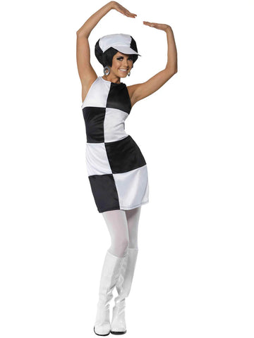 60s Party Girl Costume, Black & White by Smiffys