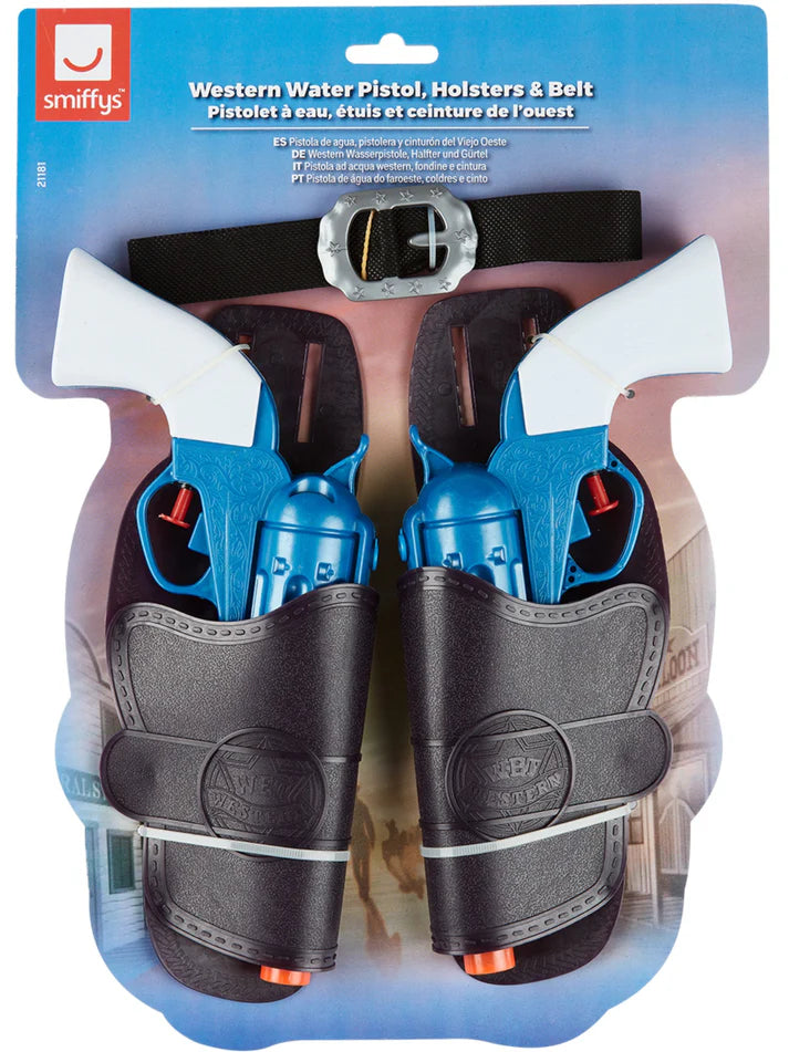 Blue Western Water Pistol with Belt & Holder by Smiffys