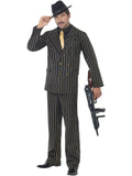 Smiffys Gold Pinstripe Gangster Costume, Black XL