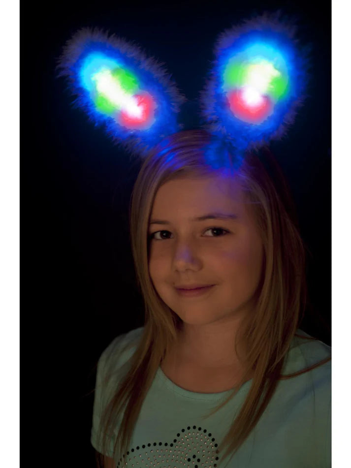 LED Light Up Fluffy Bunny Ears by Smiffys
