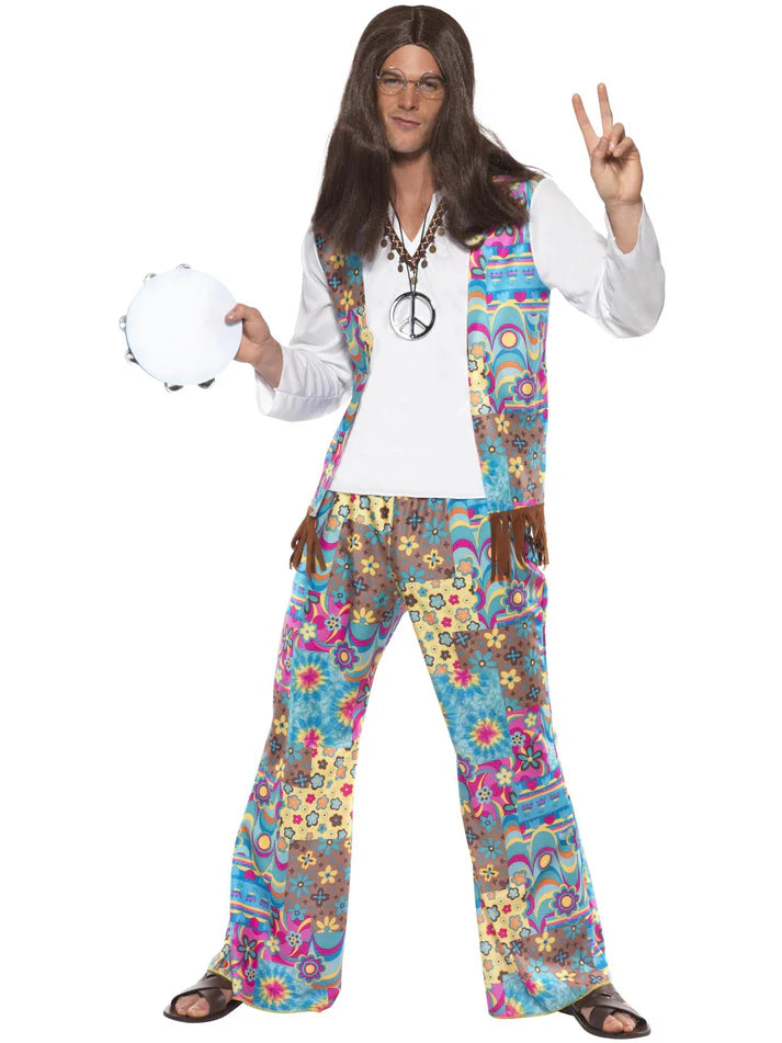 Smiffys Groovy Hippie Costume, Multi-Coloured Large
