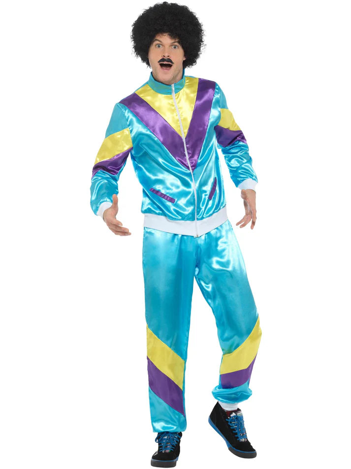 Smiffys 80s Height of Fashion Shell Suit Costume, Blue Large