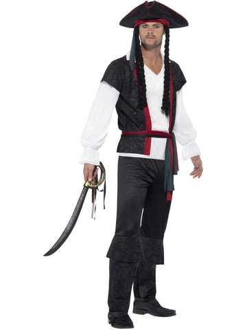 Smiffys Aye Aye Pirate Captain Costume, Black Small