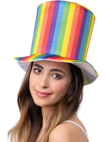 Deluxe Pride Rainbow Stripe Top Hat Smiffys