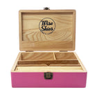 Wise Skies Pink Wooden Rolling Box Large 220mm x 160mm x 65mm