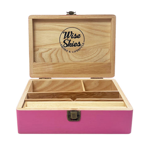 Wise Skies Pink Wooden Rolling Box Large 220mm x 160mm x 65mm