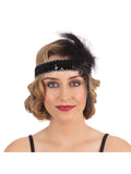 Rubies Flapper Headband Black Sequin Deluxe