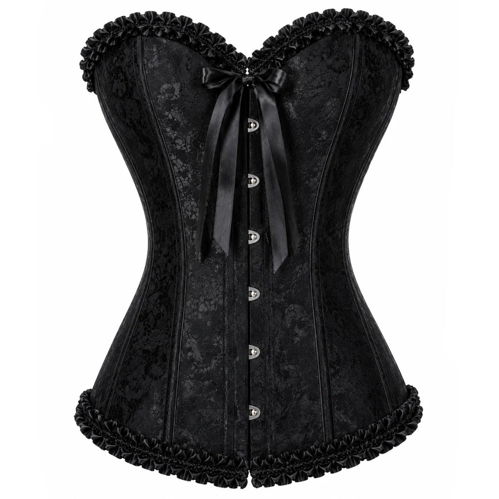 Black Satin Lace Corset Top