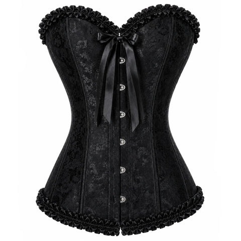 Black Satin Lace Corset Top