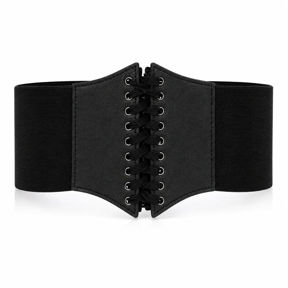 Women’s Black Lace-Up Corset Waist Belt