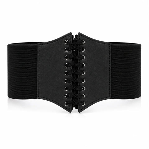 Women’s Black Lace-Up Corset Waist Belt