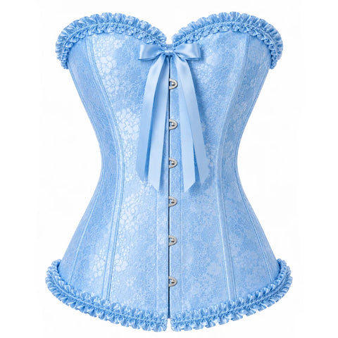 Baby Blue Satin Lace Corset Top