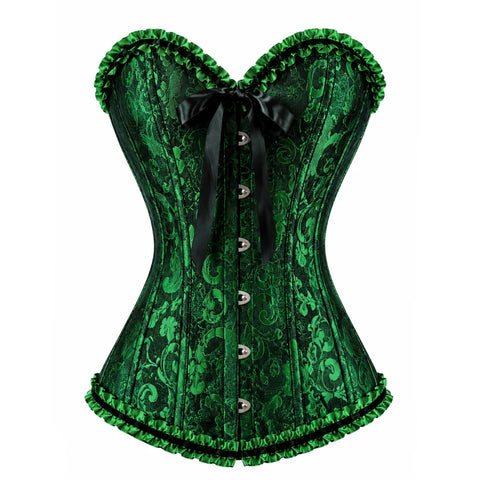 Emerald Green Satin Lace Corset Top