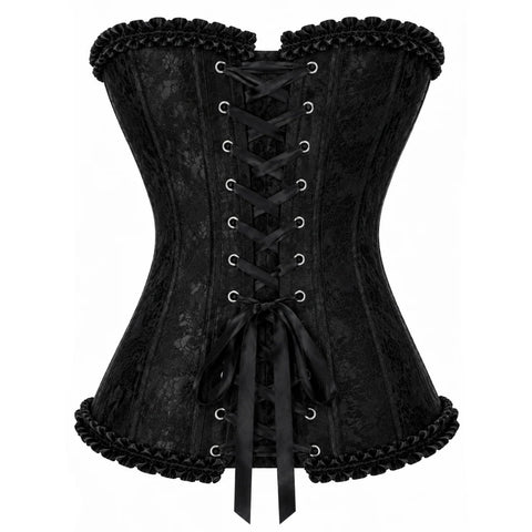 Black Satin Lace Corset Top