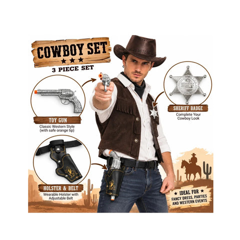 Silver Cowboy Gun and Holster