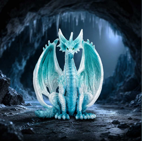 Blizzard Sitting Ice Dragon Figurine 17.7cm