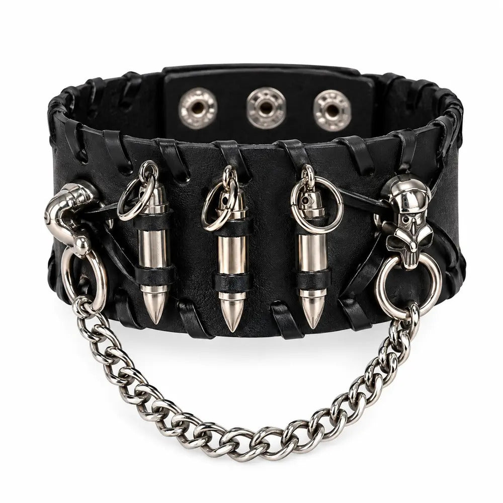 Bullet with Skull Chains Bracelet