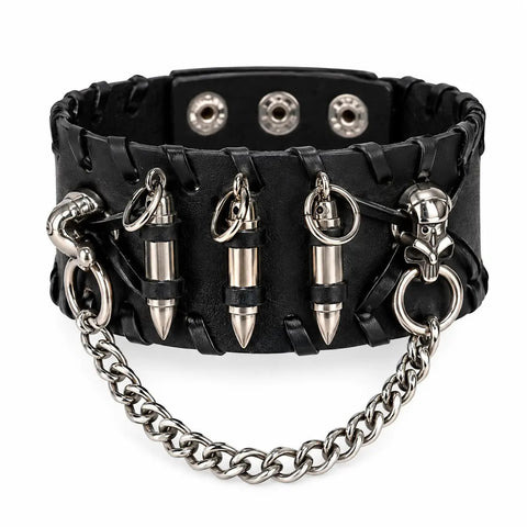 Bullet with Skull Chains Bracelet