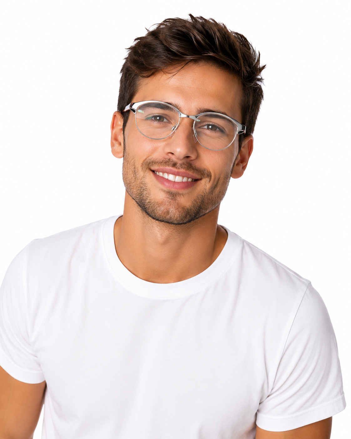 Clear White Lens Silver Frame Fashion Glasses