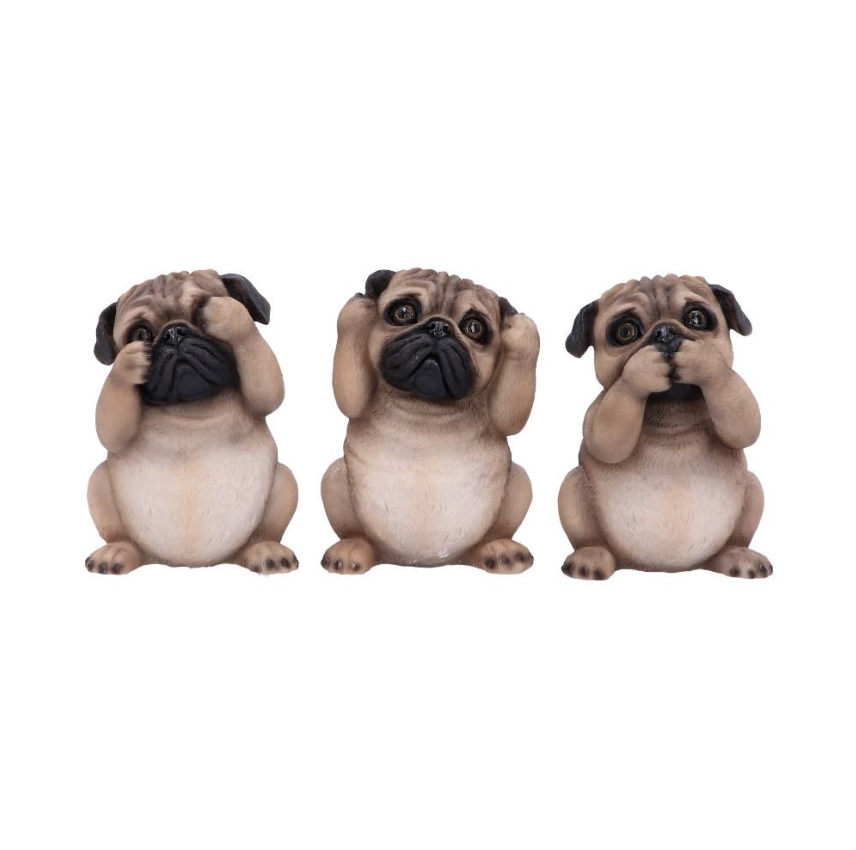 Three Wise Pugs Dog Ornaments 8.5cm