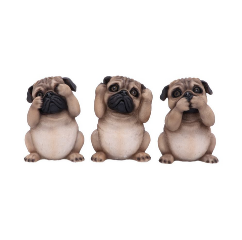 Three Wise Pugs Dog Ornaments 8.5cm