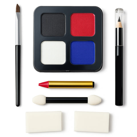 Clown Face Paint Set with 4 Colors, Crayon, Pencil, Brushes & Sponges Stylex Party