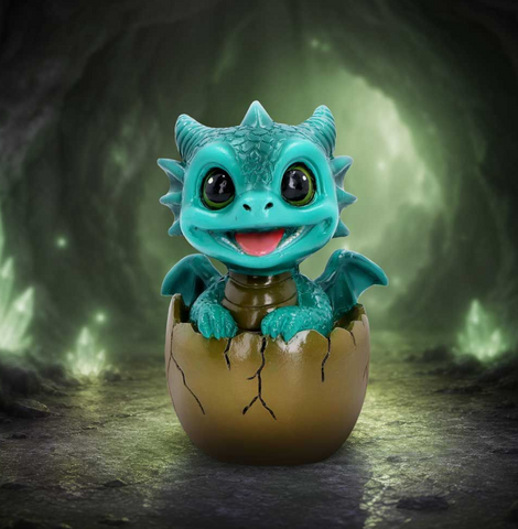 Shellbound Cute Green Baby Dragon Figurine 9.1cm