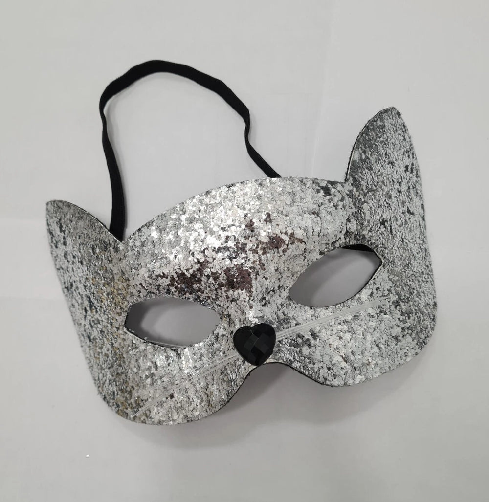 Cat masquerade mask worn for Halloween and party events