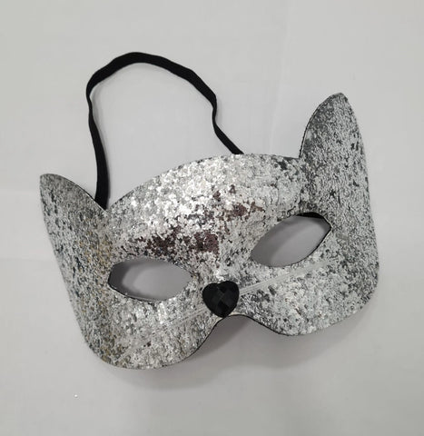 Cat masquerade mask worn for Halloween and party events