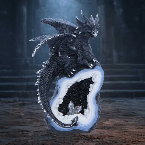 Black Dragon on Geode Figurine 20.8cm