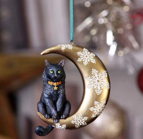 Lisa Parker Moon Cat Hanging Ornament 9cm