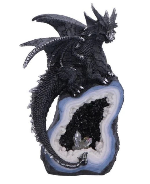 Black Dragon on Geode Figurine 20.8cm