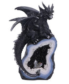Black Dragon on Geode Figurine 20.8cm