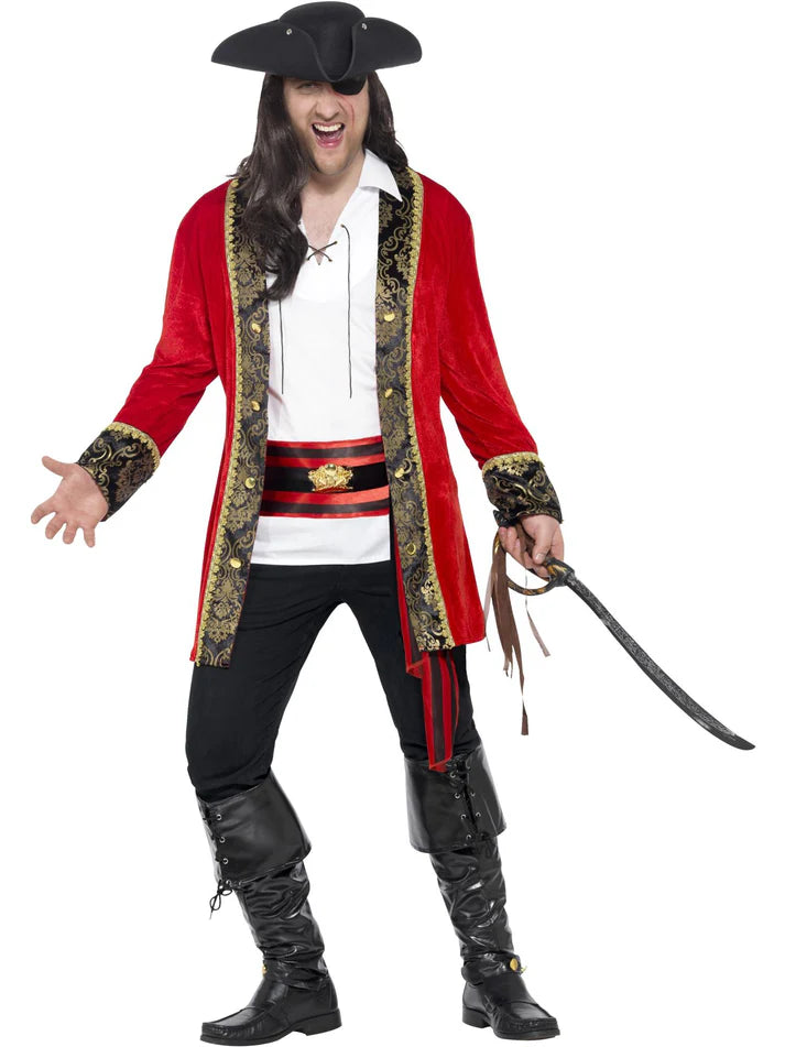 Curves Pirate Captain Costume, Red