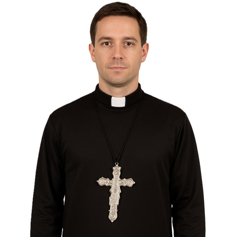 Silver Priest Cross By Stylex Party