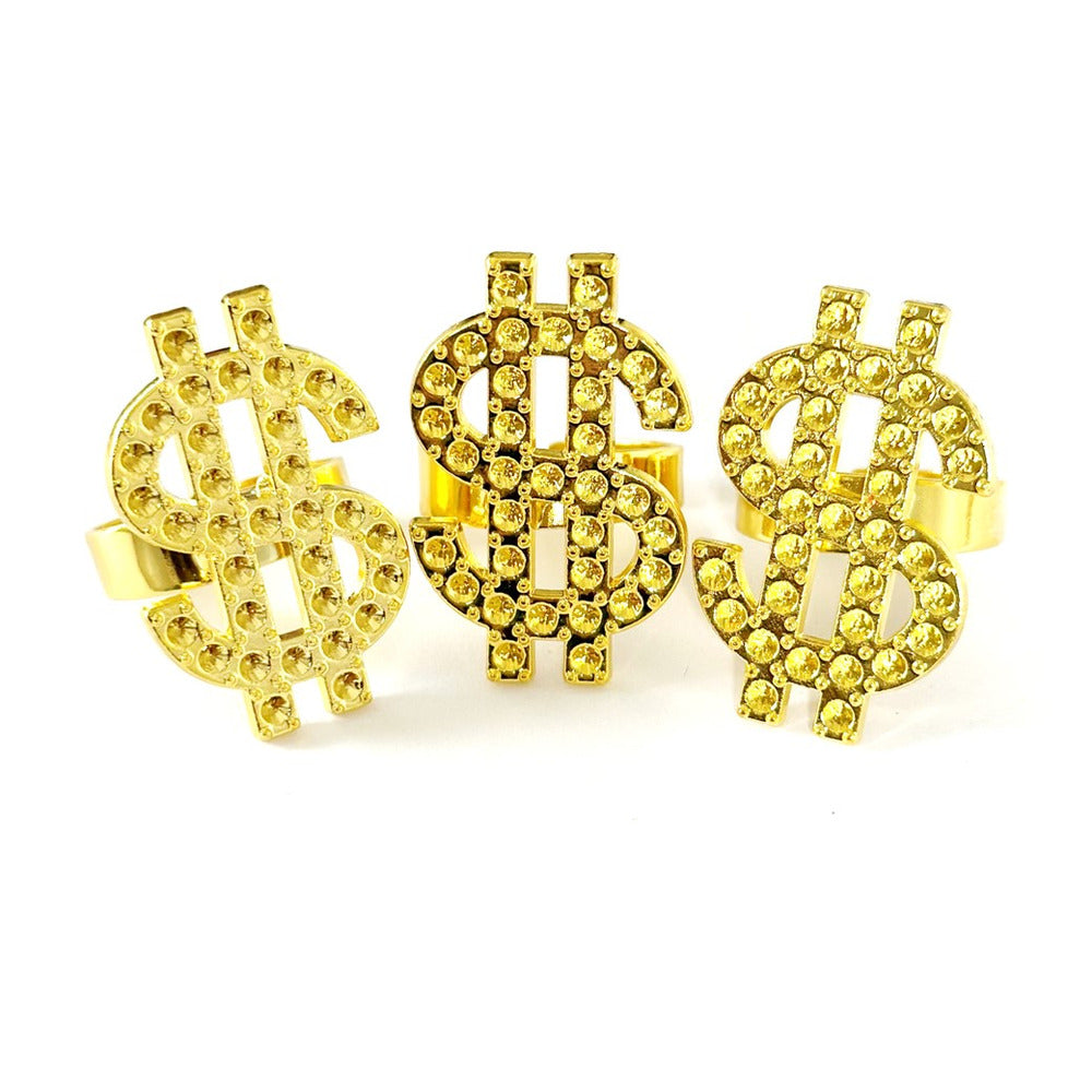 Dollar Sign Rings, pack of 3