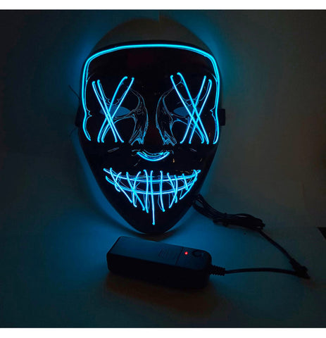 Blue LED stitches mask for Halloween and rave parties