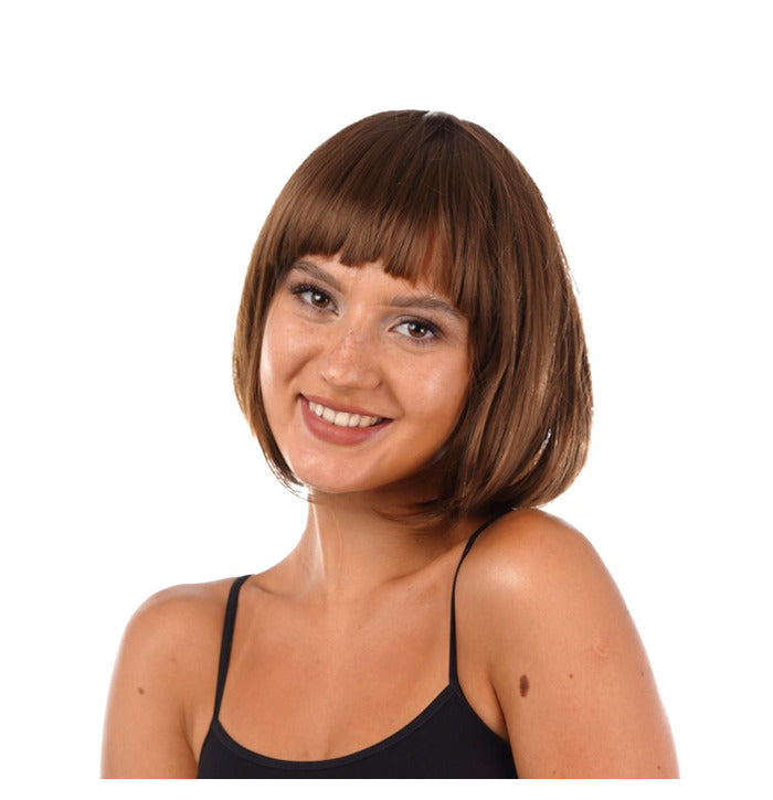 Stylex Party Brown Short Bob Wig with Fringe