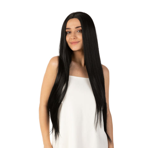 Black Long Straight Wig by Stylex Party
