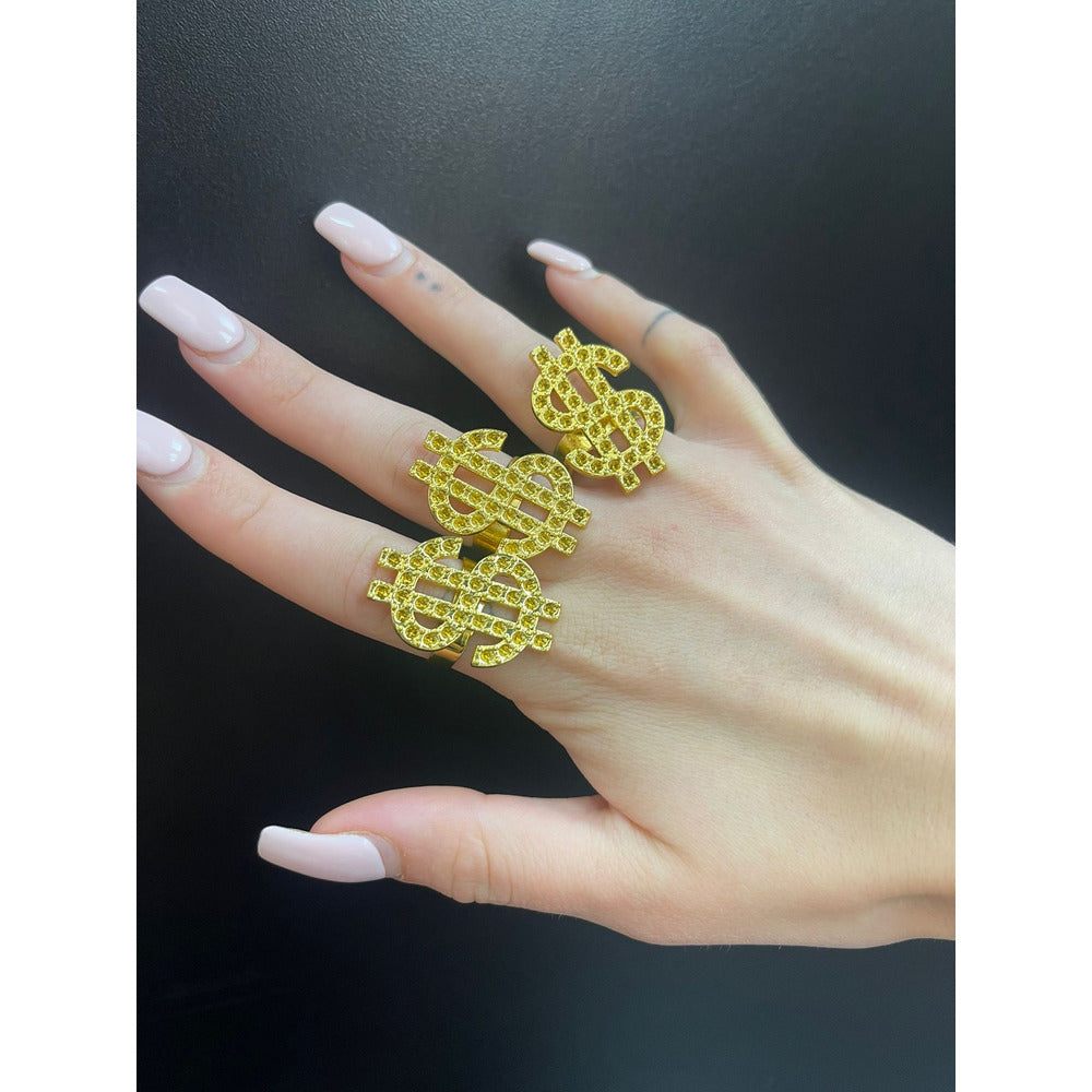 Dollar Sign Rings, pack of 3