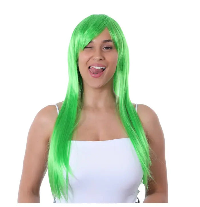 Stylex Party Vibrant Green Long Straight Wig