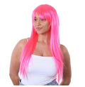 Stylex Party Vibrant Neon Pink Long Straight Wig