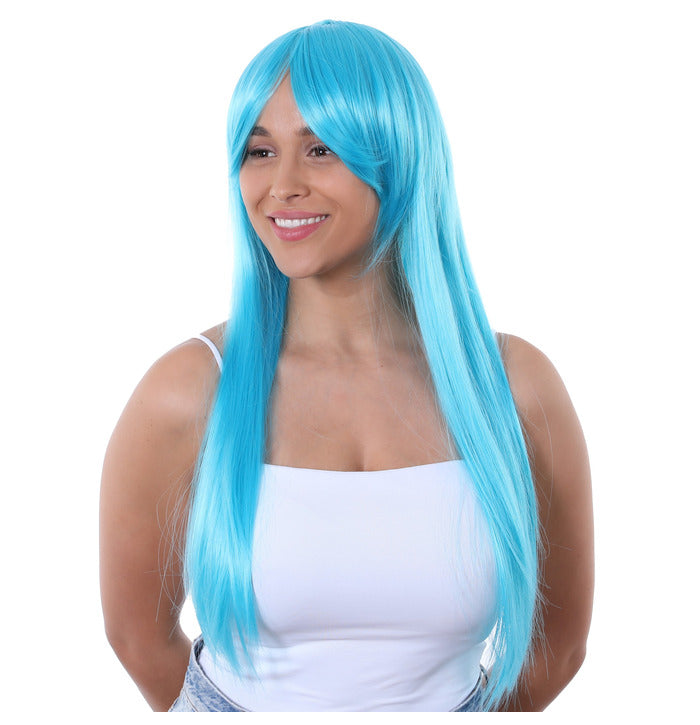 Stylex Party Vibrant Neon Blue Long Straight Wig