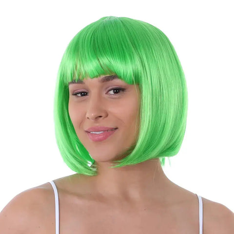 Stylex Party Green Bob Short Bob Wig with Fringe