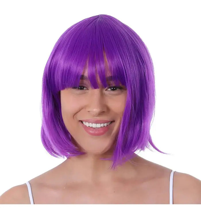 Stylex Party Purple Short Bob Wig with Fringe